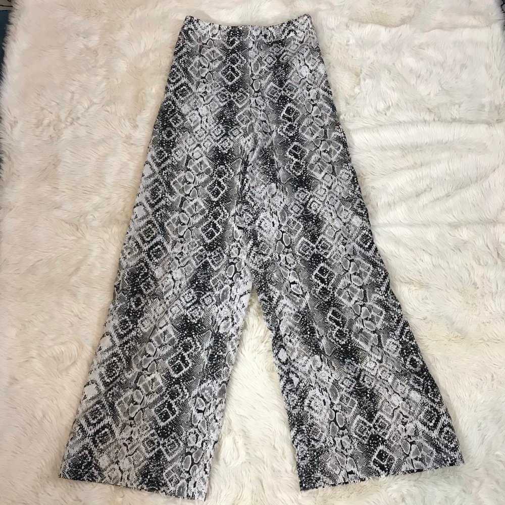 Snake Print Wide Leg Pants S NWT